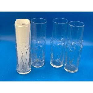 Libbey "La Femme" highball glass clear 3D set of 4 excellent!!